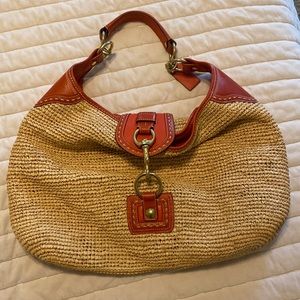 Coach raffia and leather bag